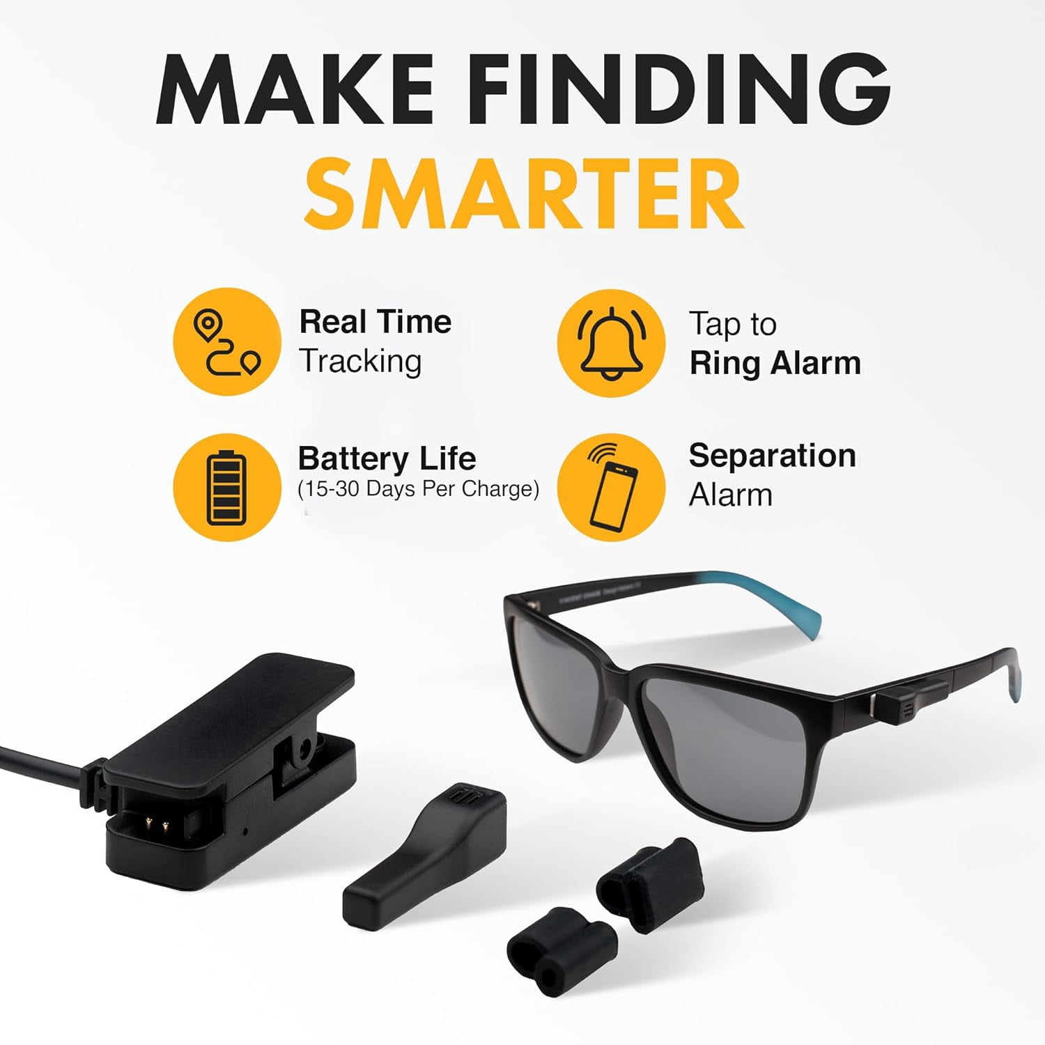Spec Finder for Android | Dolphin Eyewear Tracker | tag8 Glasses Tracker Compatible with Android and Apple ioS | Prevents Loss with Configurable Separation Alarm | Compact Rechargeable Battery
