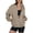 Khaki, variant on Women’s Winter Long Sleeve Zip Up Hoodless Sweatshirt for Everyday Casual Wear with Lined Interior and Pockets, Khaki, S