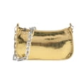 thumbnail image 1 of Bolso pequeño cuadrado con cremallera informal en contraste de moda de nueva tendencia, bolso de mano de cuero artificial simple dorado, 1 of 5