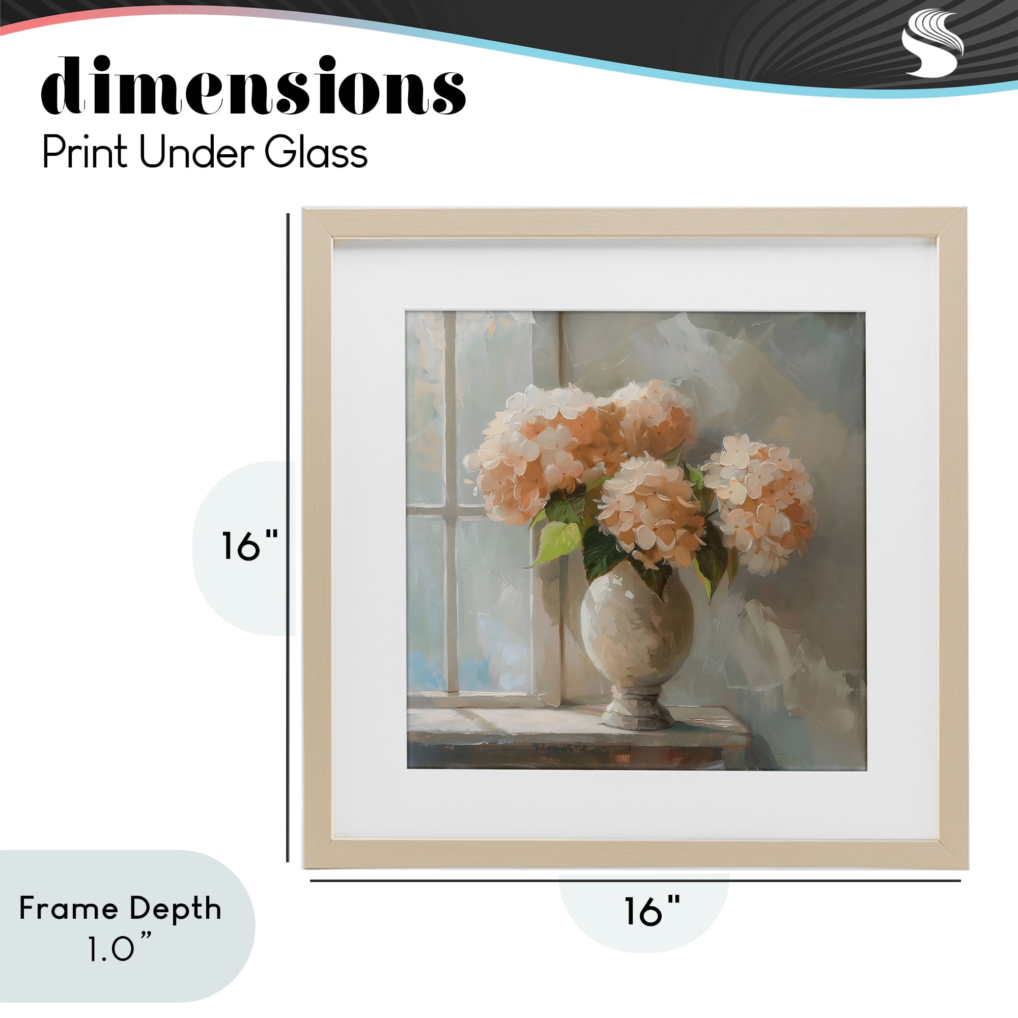 Stupell Industries Pink Hydrangea in Sunlit Vase Birch Framed Print Under Glass, design by Creative Studio