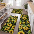 thumbnail image 2 of Black Green Leaf Sunflower Pattern Kitchen Rugs Sets Of 3,Kitchen Runner Rugs Non Skid Washable,Decorative Kitchen Floor Mats for Kitchen,Sink,Laundry,17"x30"+ 17"x47" + 17"x59", 2 of 6