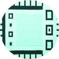 thumbnail image 1 of Ahgly Company Machine Washable Indoor Round Abstract Turquoise Blue Contemporary Area Rugs, 7' Round, 1 of 4