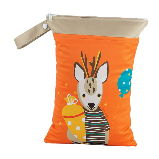 Bolsa impermeable para pañales de tela, resistente al agua, portátil y bonita. Naranja