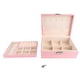 thumbnail image 1 of Caja de almacenamiento de joyas de doble capa con partición desmontable, caja de exhibición de joyas de PU para collares y anillos, color rosa, 1 of 10