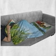 thumbnail image 6 of Tropical Soft Flannel Fleece Blanket, Fresh Summer Fruits Coconut and Pineapple Drinks at Exotic Beach Palm Trees, Cozy Plush for Indoor and Outdoor Use, 60" x 80", Blue Green Brown, by Ambesonne, 6 of 6