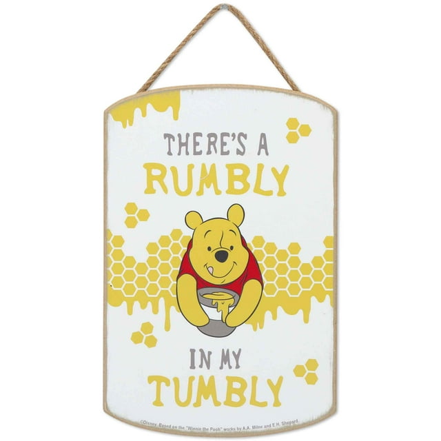 Open Road Brands Disney Winnie the Pooh Rumble in My Tumbly Decoración de pared de madera colgante - Adorable Winnie the Pooh para la cocina o el dormitorio de los niños