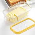 thumbnail image 2 of Airtight Butter Slicer Cutter Stick Butter Container Dish with Lid Butter Keeper with Cutter for Cutting Sticks Butter,1 x Airtight Butter Slicer Cutter,Transparent & Yellow, 2 of 7