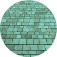 thumbnail image 1 of Ahgly Company Machine Washable Indoor Round Transitional Turquoise Green Area Rugs, 5' Round, 1 of 7