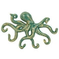 thumbnail image 1 of Sungmor Portallaves de hierro fundido para pared, colgador decorativo de pulpo con 6 ganchos, pared verde vintage para toalla, bata, collares, bolso, correas p/ perro, deco náutica de baño, 1 of 8