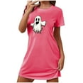 thumbnail image 3 of Pyjamas d'Halloween pour Femmes, Grande Taille, Robe de Nuit Courte avec Imprimé Poitrine, Col Rond et Manches Courtes, Tissu Doux pour un Sommeil Confortable et Tenue Décontractée, 3 of 3