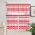 thumbnail image 2 of 3 Piece Kitchen Curtains and Valances Set Red Pink Striped Cafe Curtains 24 Inch Length Farmhouse Stripes Simple Art Valance & Tier Curtain for Living Room Bedroom Small Window 54"x18"+27"x24"*2, 2 of 6