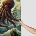 thumbnail image 3 of PRATYUS  Nautical Shower Curtain, Fantasy Sea World Adventure Kraken Octopus Monster Storm Waves and Sailors Ship, Cloth Fabric Bathroom Decor Set with Hooks 36x72, 3 of 7