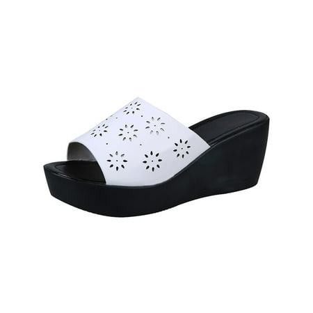 

VerPetridure Platform Sandals for Women Wedge Heel Slippers Increase Hollow Open Toe Casual Women s Slippers