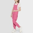 thumbnail image 4 of MKOSPLRT Girls Overalls Kids Casual Sleeveless Jumpsuits Square Neck Cinch Bottom Overalls Solid One Piece Rompers with Pockets 5-14 Years, 4 of 6