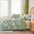 thumbnail image 3 of Gogreen Queen Duvet Cover Floral, Soft & Breathable Microfiber 3 Pieces Queen Bedding Sets, Pattern Queen Comfy Duvet Cover, with Zipper Closure (Green Leaf, Queen), 3 of 8