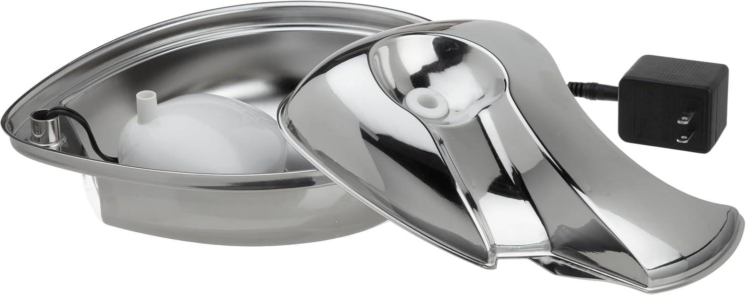 Stainless Steel Pet Fountain with Raindrop Design, 60oz Capacity