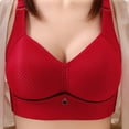 thumbnail image 3 of Bigersell Womens Full-Coverage Wireless Bras Women Push up Bras No Underwire Breathable Comfortable Strap V-Neck Padded Bralette Hook and Eye Closure Female Wire-Free Bra Style-R11 Red XXL, 3 of 3