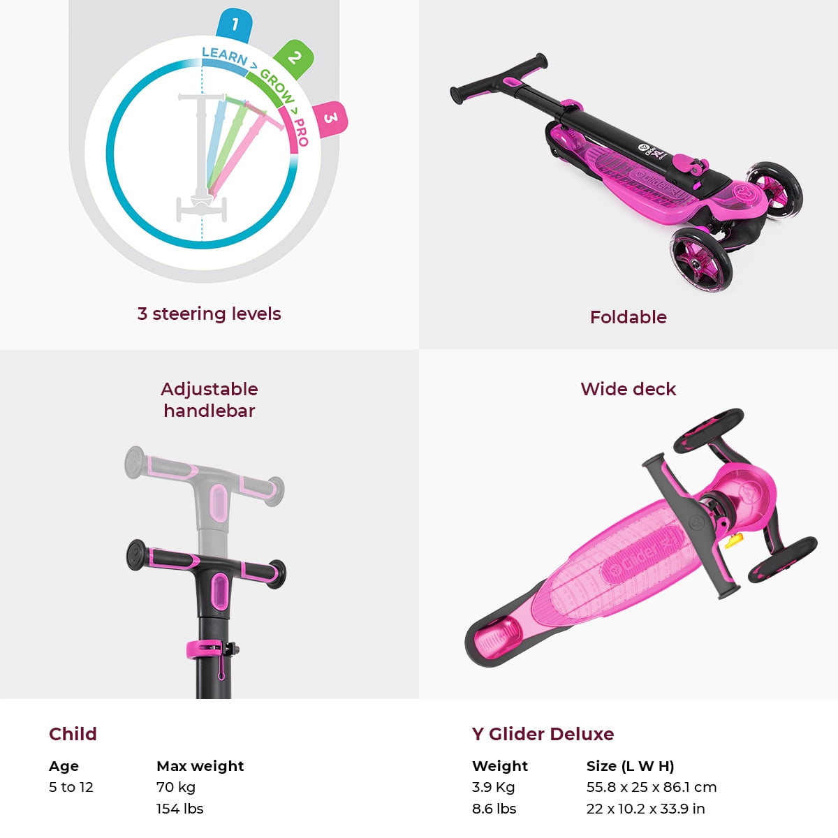 y glider scooter pink
