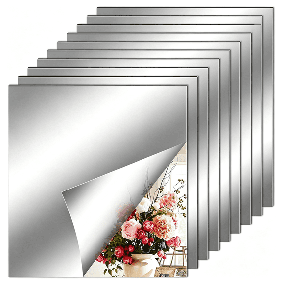 Pvc Sticker Mirror XIBUFE 10 Pieces Flexible Mirror Sheets,Self Adhesive Decorative ...