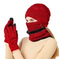 thumbnail image 1 of Gorro, bufanda, máscara y guantes cálidos de 4 piezas para hombres y mujeres (rojo) Sincero Electrónica, 1 of 4
