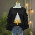 thumbnail image 5 of Wensltd Sweatshirt for Women Loose Fit Crew Neck Christmas Tree Print Black Long Sleeve Hoodless Blouse Holiday Red, 5 of 5