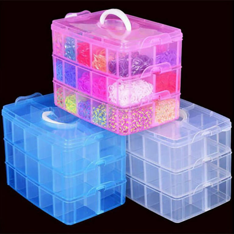 Elenxs Plastic Clear Jewelry Bead Organizer Box Storage Container Case Craft Tool Space-Saving, Size: 15, White