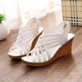 thumbnail image 4 of Sandalias de cuña de estilo europeo y americano para primavera y verano, Boca de pescado Sexy, tacones altos con huecos, talla grande, 4 of 5