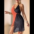 thumbnail image 4 of Vestido Tipo Halter Sin Mangas con Cuello en V y Lazo para Mujer, Color Naranja, Talla Única, 4 of 6