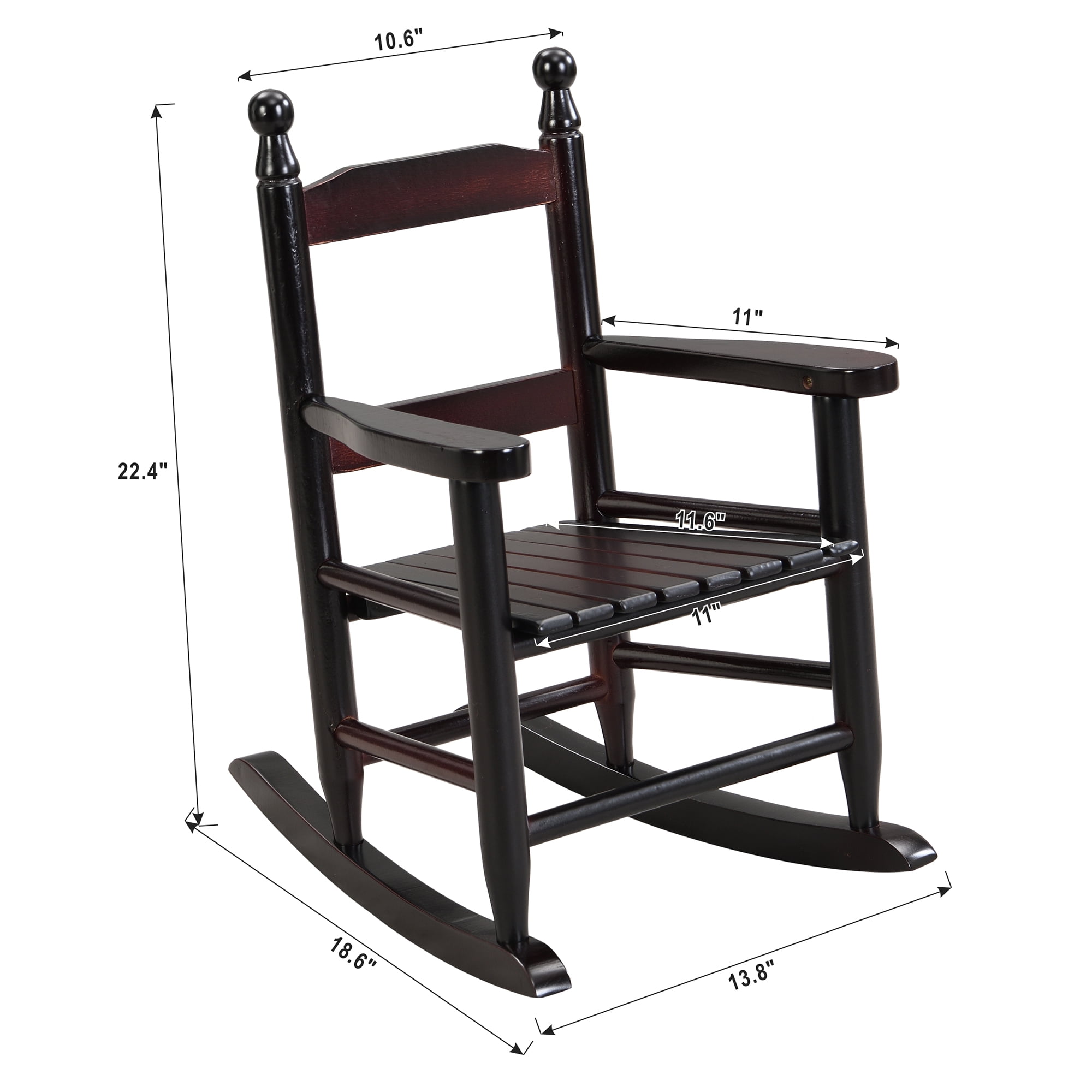 Kids Solid Poplar Wood Rocking Chair, Indoor & Outdoor Child Rocker with Slatted Backrest, Easy Assembly Supports up to 100 LBS for Balcony Porch Use