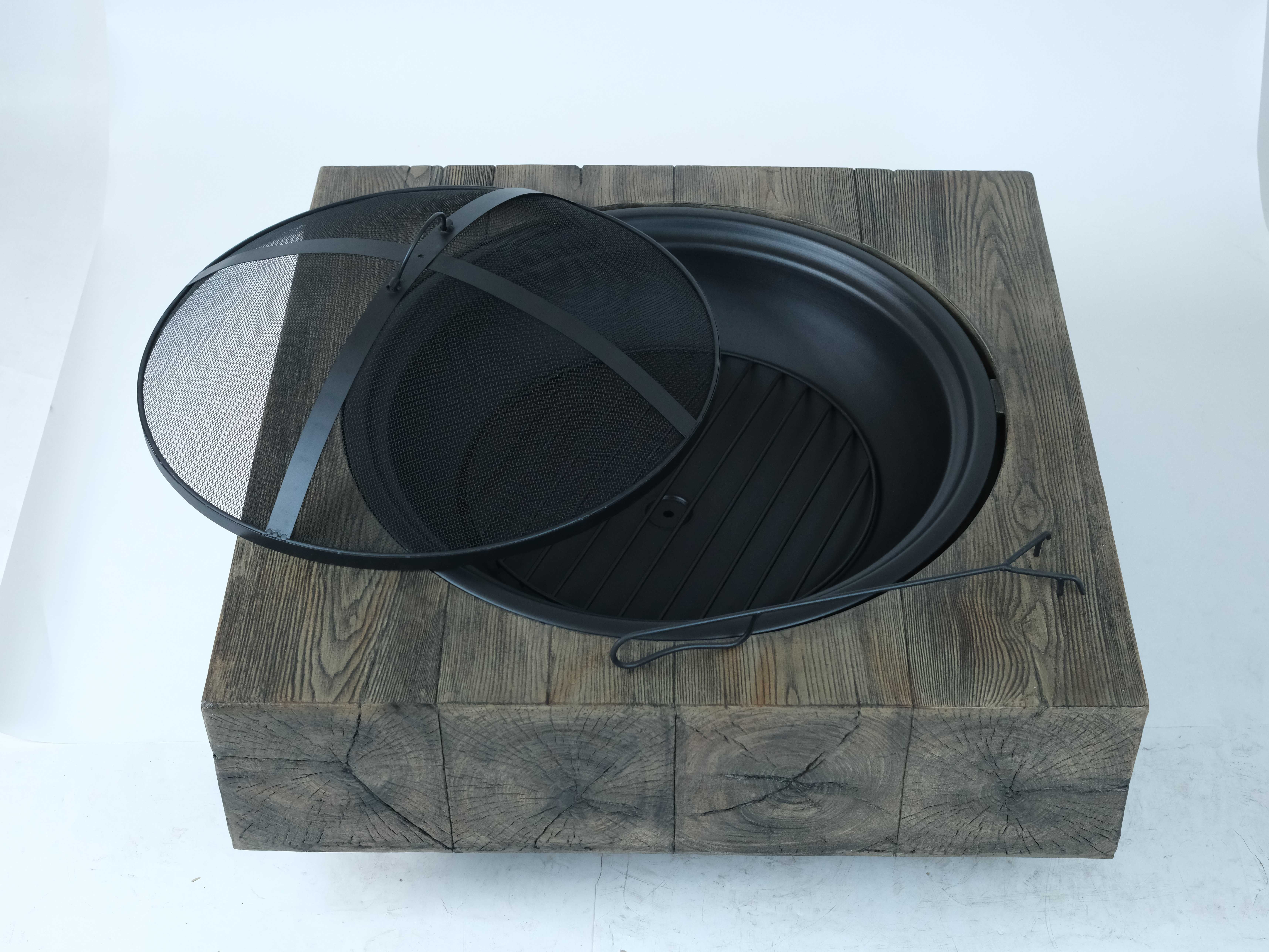 Outdoor Heater Wood-Fueled Outdoor Fire Pit with Wood Grain Design,Patio Heater
