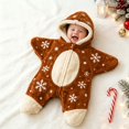 thumbnail image 4 of Christmas Baby Starfish Onesie, Warm Romper, Soft Hooded Bodysuit, Cozy Winter Jumpsuit Outfits for Boys Girls, 4 of 6