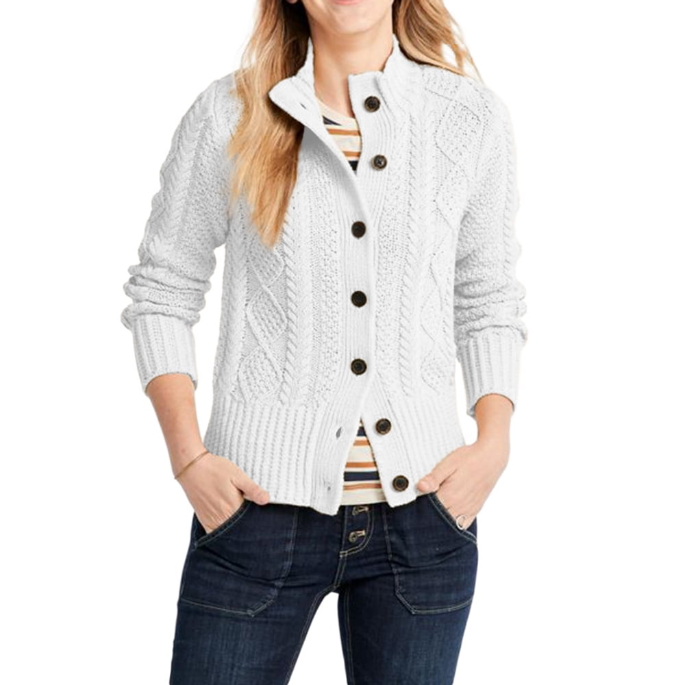 Women's Short Cardigan Long Sleeve ButtonFront Cable Knit Sweater