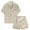 Beige, variant on eczipvz Girls Boys Pajamas Satin Pajama Set Silk Pjs Short Sleeve Sleepwear Kids Button-Down Nightwear Red M