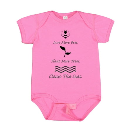 

Inktastic Save More Bees Plant More Trees Clean the Seas Gift Baby Boy or Baby Girl Bodysuit