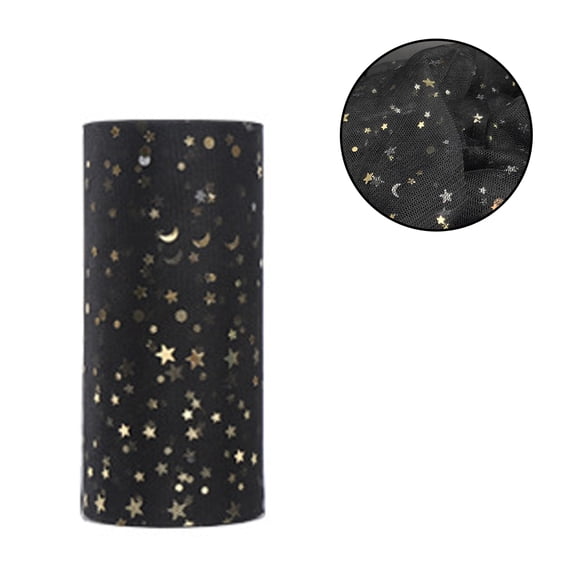 Sparkling Tulle Ribbon Roll Glitter Tulle Spool, 6 Inches By 25 Yards -Black