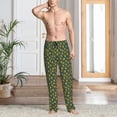 thumbnail image 5 of Uemuo Yellow Floral Pattern Men's Wide Leg Palazzo Lounge Pants with Pockets Light Weight Loose Comfy Casual Pajama Pants-Large, 5 of 9
