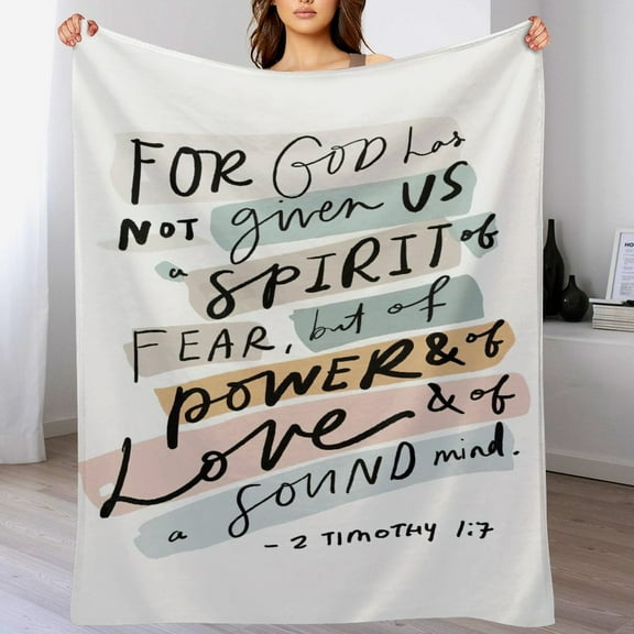Bible Verses 2 Timothy 1 7 Throw Blanket Inspirational Prayers Quotes Flannel Blanket Soft Sofa Decor Blanket Gifts for Women Men 30"x40"