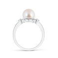 thumbnail image 2 of ANGARA Japanese Akoya Cultured Pearl Split Shank Ring with Diamonds in 925 Sterling Silver for Women | June Birthstone, Birthday, Anniversary, Jewelry Gift for Women | Pearl Ring, 2 of 7