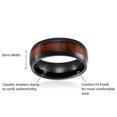 thumbnail image 4 of Mens Wedding Band in Jewelry Grade Black Ceramic 8MM Ring with Round Top and Dark Wood Inlay, 4 of 4
