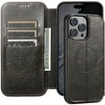thumbnail image 6 of ELEHOLD for iPhone 14 Pro Max 6.7" Wallet Case Premium Leather with Card Slots Kickstand Function Magnetic Absorption Compatible with MagSafe Charging Shockproof Protective Case,Black, 6 of 6