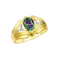thumbnail image 5 of RYLOS Men's Rings 14K Yellow Gold Rings Classic Designer Style 9X7MM Oval Gemstone &  Diamond Ring Alexandrite June Birthstone Rings For Men Size 13, 5 of 8
