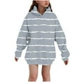 thumbnail image 3 of Ashirexll Oversize Hoodie Long Sleeve Shirts 3-14 Years Stripe Fashion Casual Fleece Lined Warm Winter Hooded Sweatshirt for Kids, 3 of 6