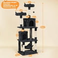 thumbnail image 3 of PRZL Cat Tree, 70.5in Climbing Tower for Indoor Cats, Multi-Level Kitten Condo with Scratching Post, Pet Activity Center w/Plush Perches & Hammock & Dangling Ball, Black, 3 of 18