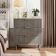 thumbnail image 3 of QinaQin Cómoda ondulada de 3 cajones y 28 pulgadas con sistema antivuelco, buró alto de madera con patas metálicas para recámara o entrada, 3 of 6