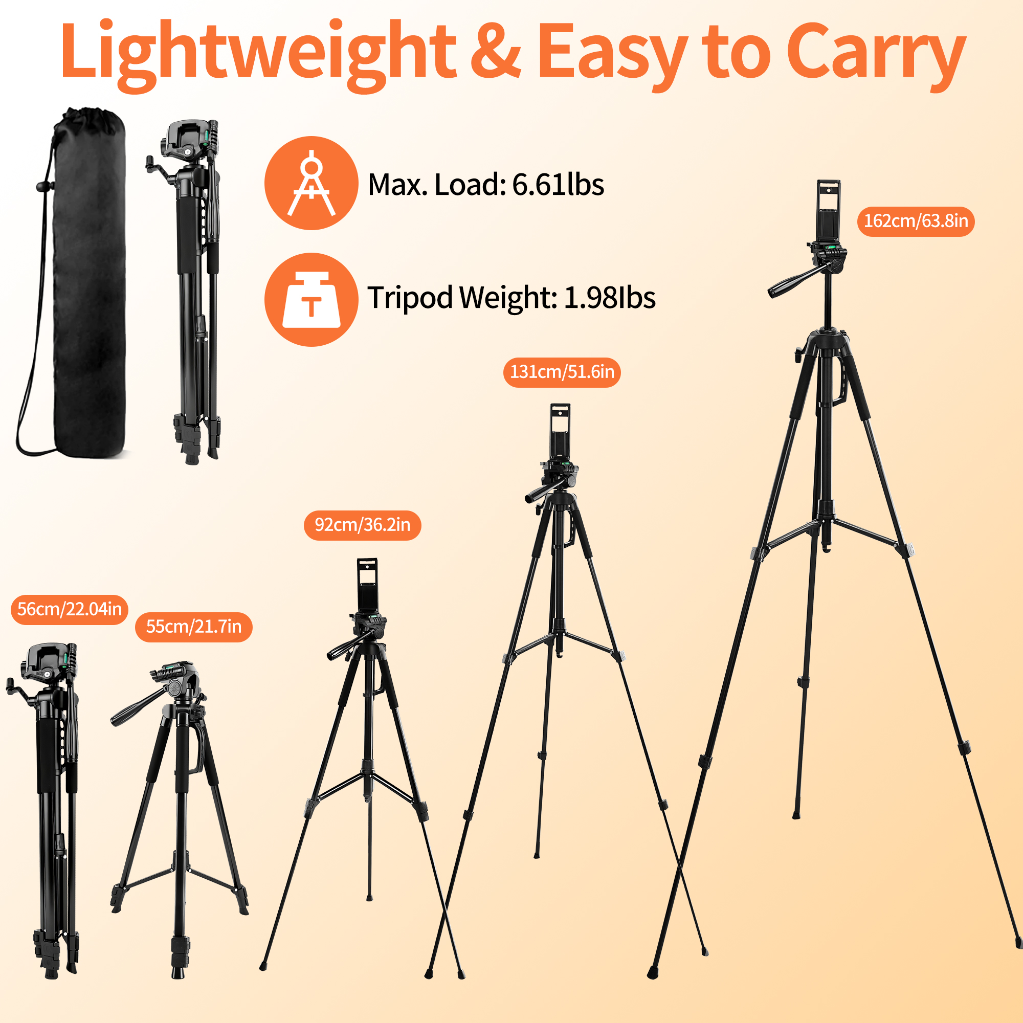 Busatia 64 inch Camera Tripod with Bluetooth Remote and Phone Holder photo 8