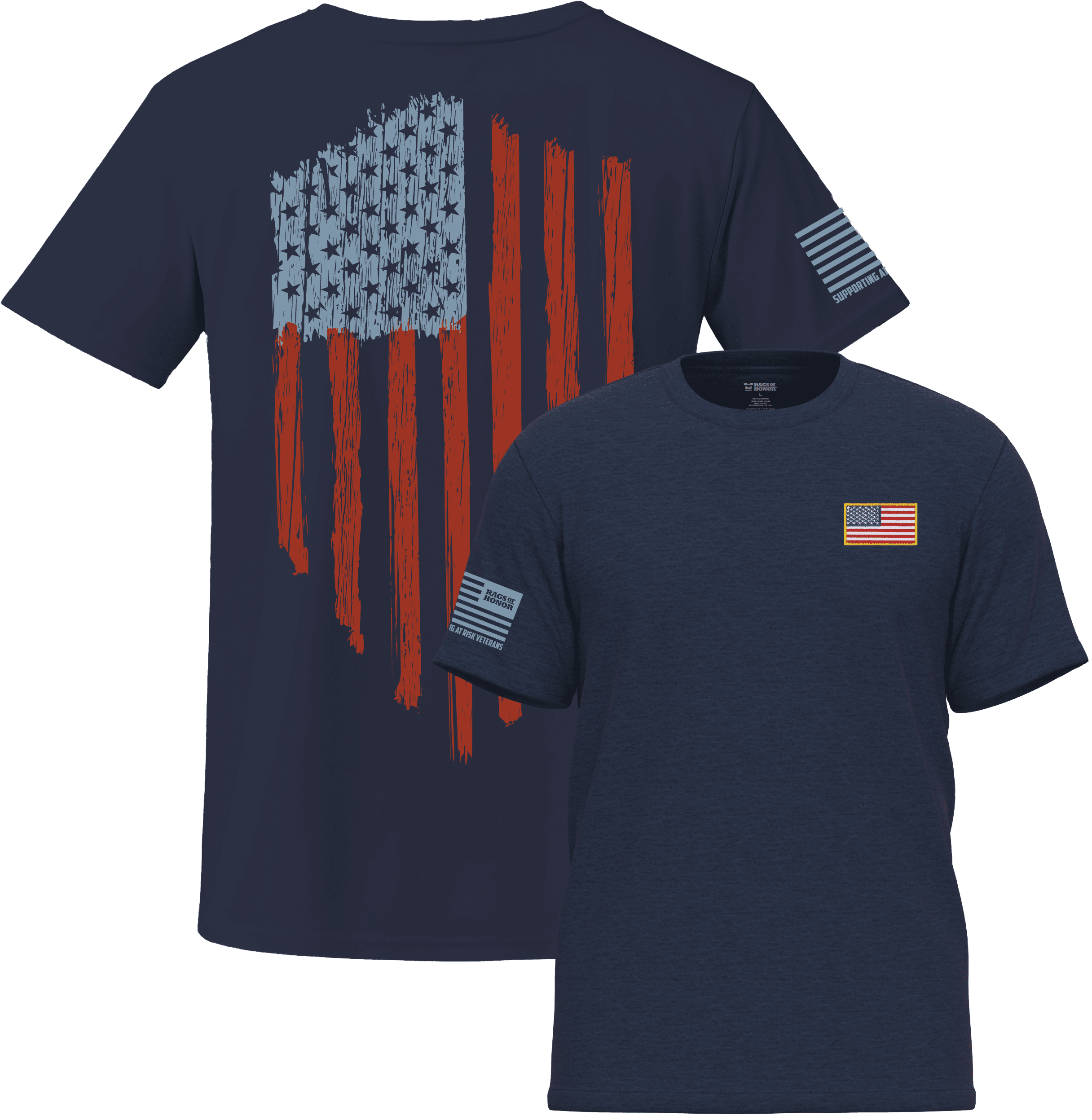 Rags of Honor All Gender Short Sleeve Patriotic USA Line Flag Graphic Tee Shirt, Mens Sizes S-5XL