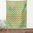 thumbnail image 4 of Floral Fabric by the Yard, Continuous Tagetes Flower Polka Dots Background, Decorative Upholstery Fabric for Chairs & Home Accents, Vermilion Fern Green by Ambesonne, 4 of 5