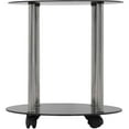 thumbnail image 3 of AVF Steel and Glass Two Tier Round Wheeled End Table in Black/Chrome, 3 of 4