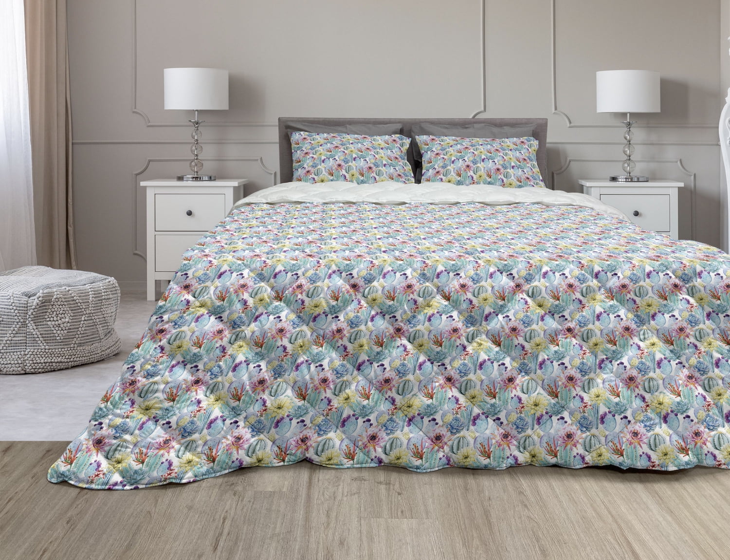 Details about   Wake In Cloud 100% Cotton Fabric with Soft Microfibe Watercolor Comforter Set 