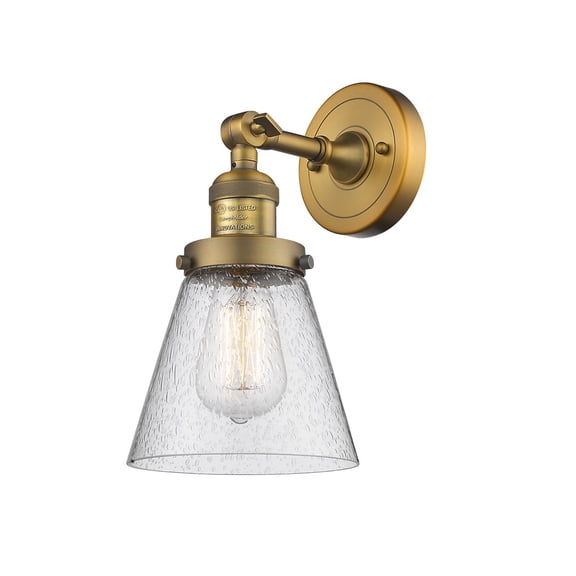 Innovations 203-BB-G64-LED Small Cone 1 Light Sconce part of the Franklin Restoration Collection, Brushed Brass